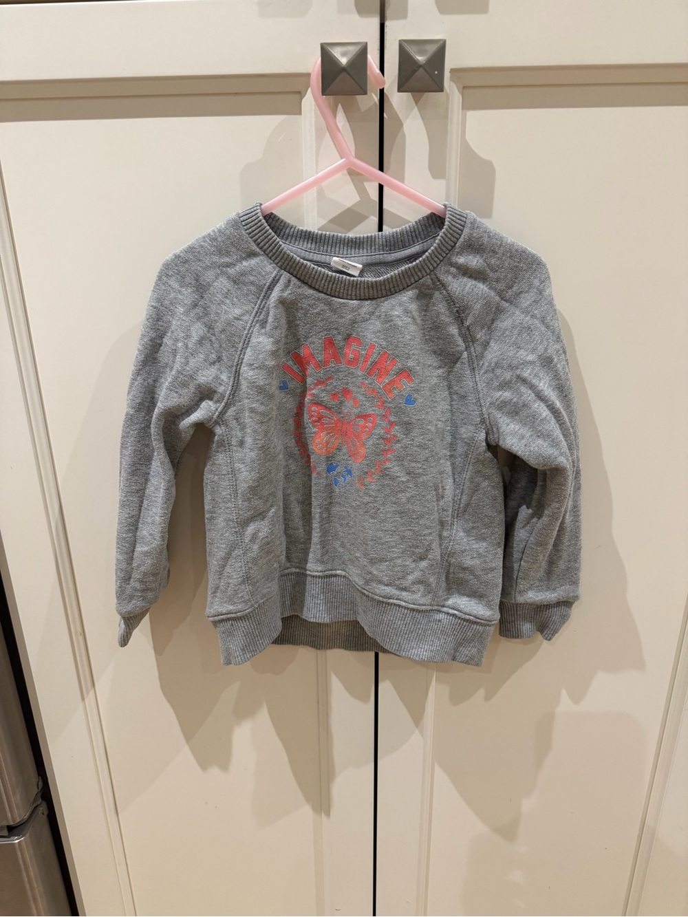 GAP 3t Grey Sweatshirt with Pink Butterfly Graphic